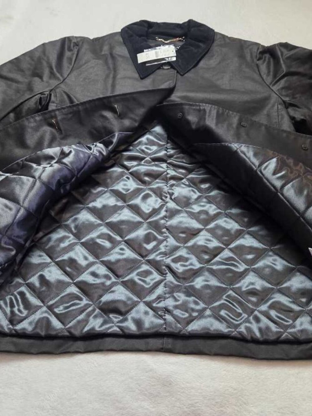 New XL J.Crew coated barn jacket with quilted lining Washed Black Grey coat - Picture 6 of 11
